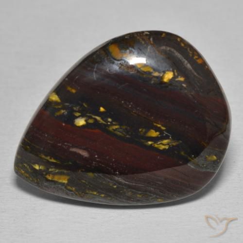 22.84ct 天然 彩色 虎眼石矩阵, 梨形, 不透明
