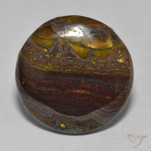 34.30ct 天然 彩色 虎眼石矩阵, 圆形的, 不透明