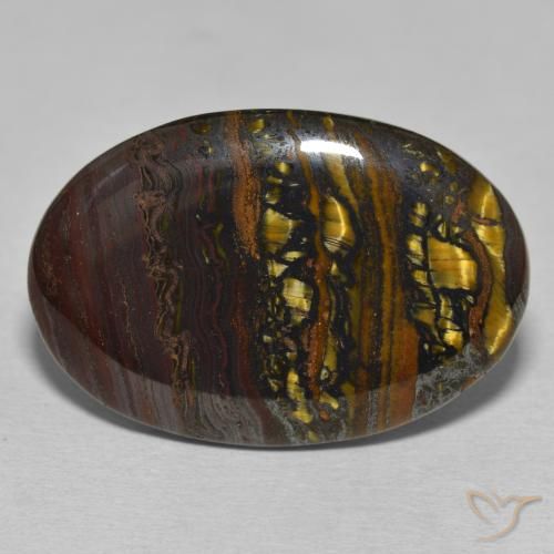 28.54ct 天然 彩色 虎眼石矩阵, 椭圆形, 不透明