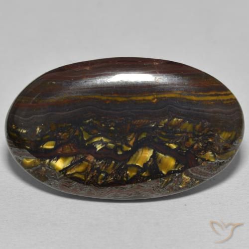 46.05ct 天然 彩色 虎眼石矩阵, 椭圆形, 不透明