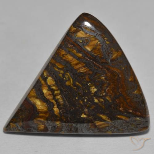 58.53ct 天然 彩色 虎眼石矩阵, 胖三角形, 不透明