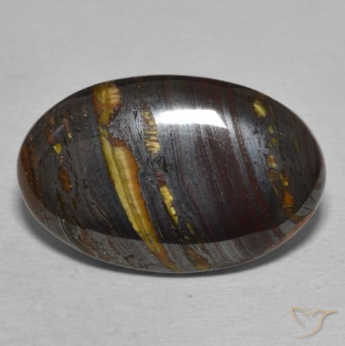 18.51ct 天然 彩色 虎眼石矩阵, 椭圆形, 不透明
