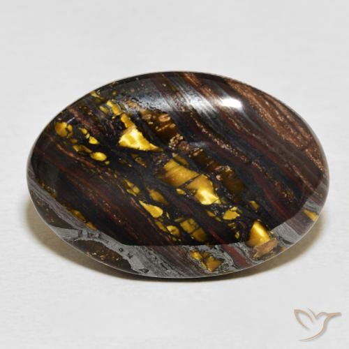 21.43ct 天然 彩色 虎眼石矩阵, 椭圆形, 不透明