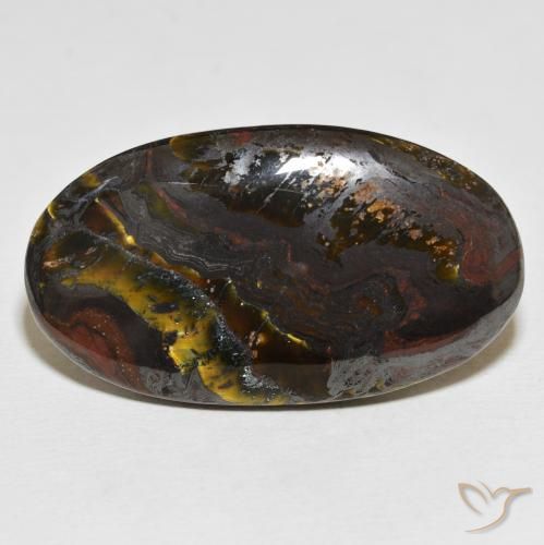 54.96ct 天然 彩色 虎眼石矩阵, 椭圆形, 不透明