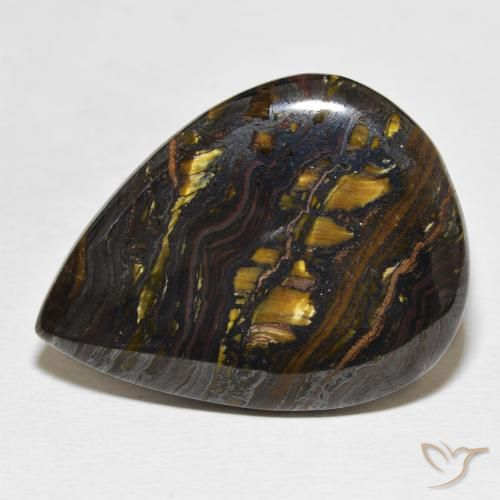 34.99ct 天然 彩色 虎眼石矩阵, 梨形, 不透明