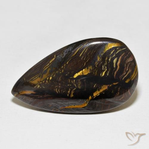 28.37ct 天然 彩色 虎眼石矩阵, 梨形, 不透明