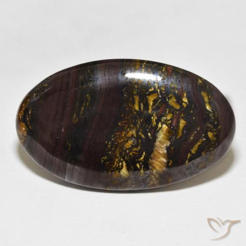 44.53ct 天然 彩色 虎眼石矩阵, 椭圆形, 不透明