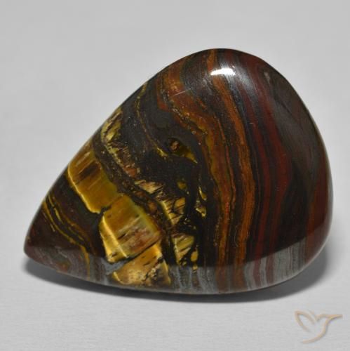 40.12ct 天然 Medium Dark-Brown 虎眼石矩阵, 梨形, 不透明