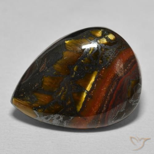 13.12ct 天然 多色棕色 虎眼石矩阵, 梨形, 不透明