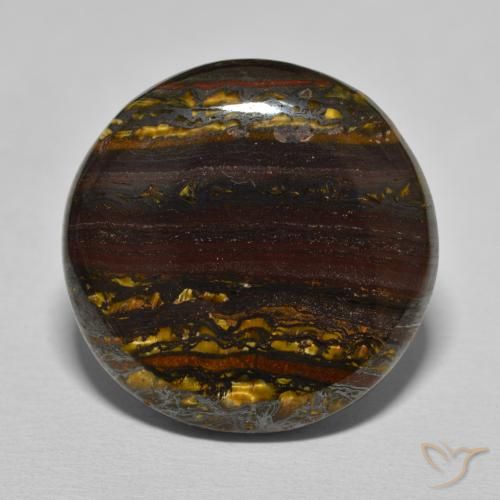27.40ct 天然 山核桃棕 虎眼石矩阵, 圆形的, 不透明