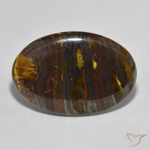 23.56ct 天然 彩色 虎眼石矩阵, 椭圆形, 不透明