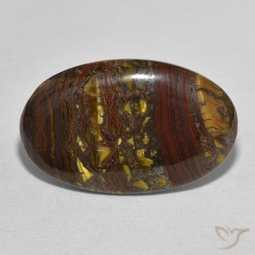 21.51ct 天然 彩色 虎眼石矩阵, 椭圆形, 不透明