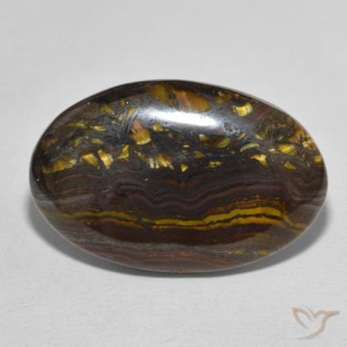 28.89ct 天然 彩色 虎眼石矩阵, 椭圆形, 不透明