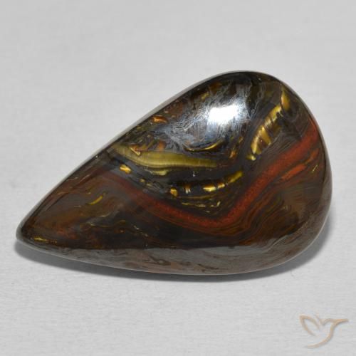 24.76ct 天然 彩色 虎眼石矩阵, 梨形, 不透明