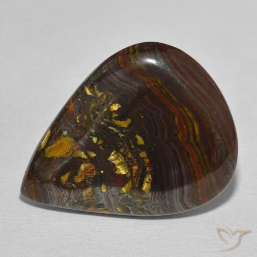 27.44ct 天然 彩色 虎眼石矩阵, 梨形, 不透明
