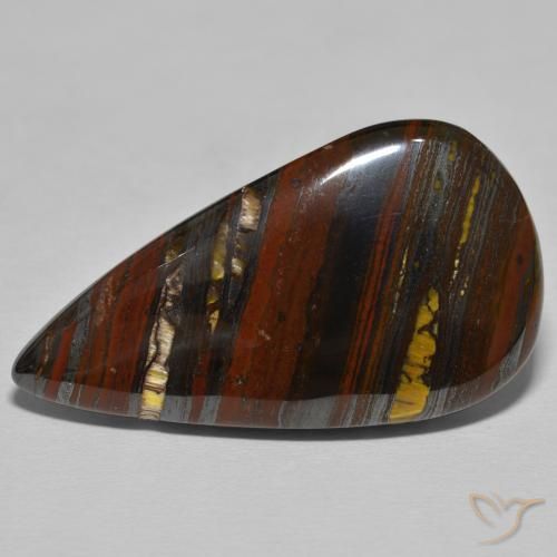 39.26ct 天然 Medium Dark-Brown 虎眼石矩阵, 梨形, 不透明