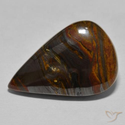 27.95ct 天然 Medium Dark-Brown 虎眼石矩阵, 梨形, 不透明