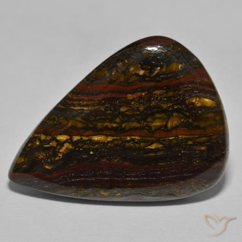 52.44ct 天然 山核桃棕 虎眼石矩阵, 梨形, 不透明