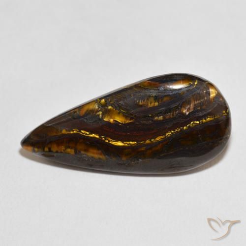 30.70ct 天然 彩色 虎眼石矩阵, 梨形, 不透明