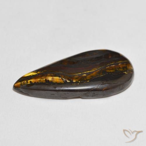 30.70克拉天然虎眼石矩阵，梨形，不透明