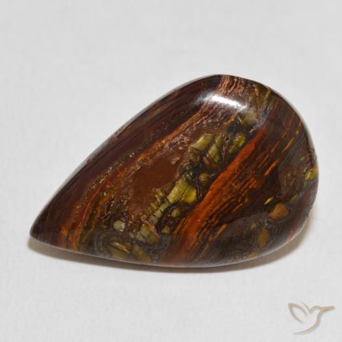25.27ct 天然 彩色 虎眼石矩阵, 梨形, 不透明