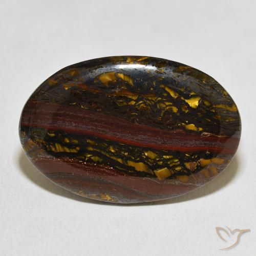 21.99ct 天然 彩色 虎眼石矩阵, 椭圆形, 不透明