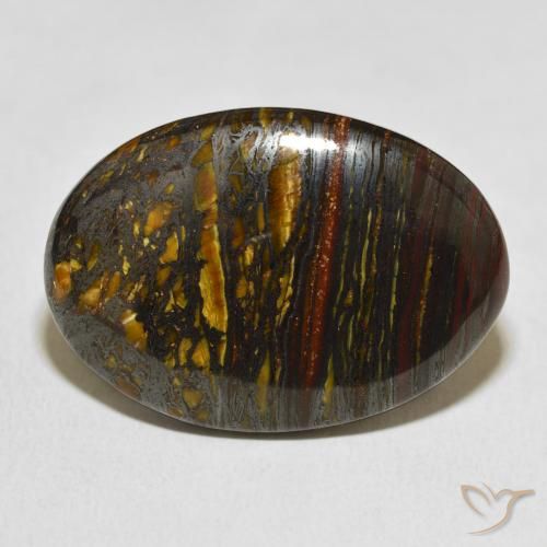 30.98ct 天然 彩色 虎眼石矩阵, 椭圆形, 不透明