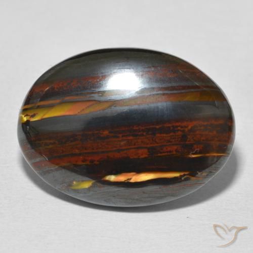 24.63ct 天然 彩色 虎眼石矩阵, 椭圆形, 不透明