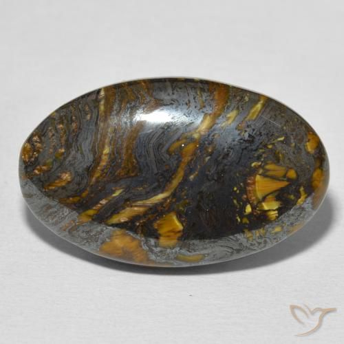 28.53ct 天然 彩色 虎眼石矩阵, 椭圆形, 不透明
