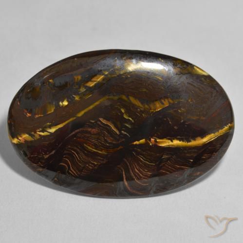 49.33ct 天然 彩色 虎眼石矩阵, 椭圆形, 不透明