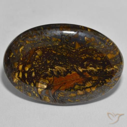 45.55ct 天然 彩色 虎眼石矩阵, 椭圆形, 不透明