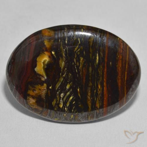 29.37ct 天然 彩色 虎眼石矩阵, 椭圆形, 不透明