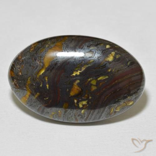 26.41ct 天然 彩色 虎眼石矩阵, 椭圆形, 不透明