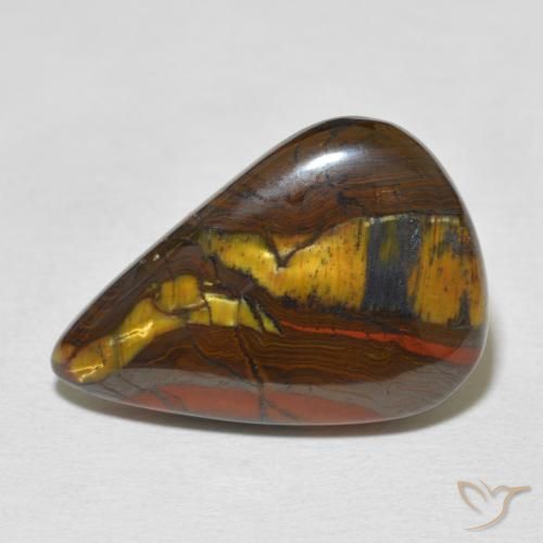 16.40ct 天然 彩色 虎眼石矩阵, 梨形, 不透明