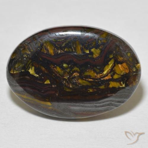 21.65ct 天然 彩色 虎眼石矩阵, 椭圆形, 不透明