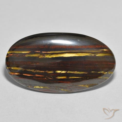 40.26ct 天然 彩色 虎眼石矩阵, 椭圆形, 不透明