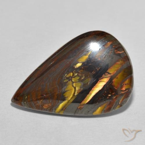 29.62ct 天然 彩色 虎眼石矩阵, 梨形, 不透明