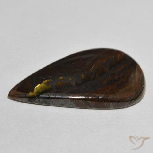 38.25克拉天然虎眼石矩阵，梨形，不透明