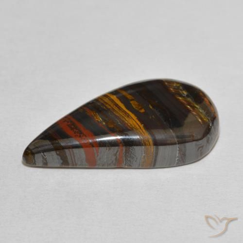 31.01克拉天然虎眼石斑晶，梨形，不透明