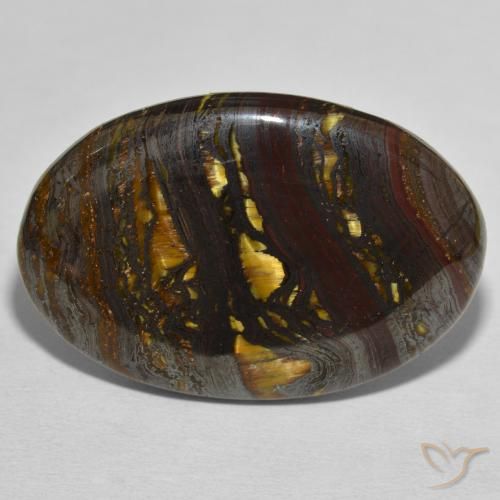 44.82ct 天然 彩色 虎眼石矩阵, 椭圆形, 不透明