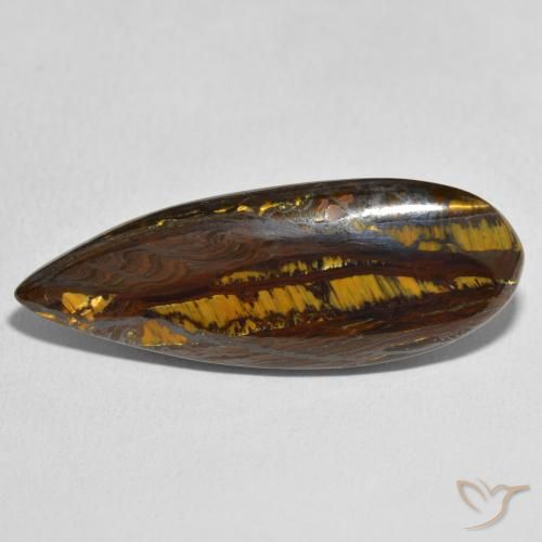27.49ct 天然 彩色 虎眼石矩阵, 梨形, 不透明