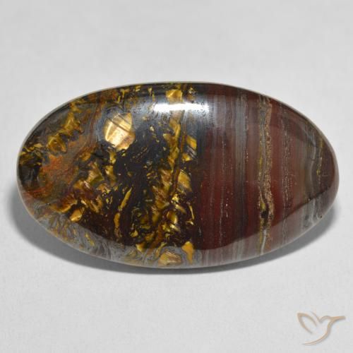 48.77ct 天然 彩色 虎眼石矩阵, 椭圆形, 不透明