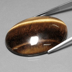 78.03克拉天然棕色Tiger's Eye，椭圆形切割，40.7×30.7毫米，不透明