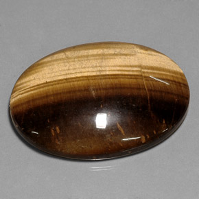 75.05克拉天然棕色Tiger's Eye，椭圆形切割，40.1×30毫米，不透明