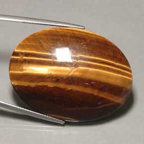 74.22克拉天然棕色Tiger's Eye，椭圆形切割，39.9×30毫米，不透明