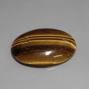 76.92克拉天然棕色Tiger's Eye，椭圆形切割，40×29.9毫米，不透明