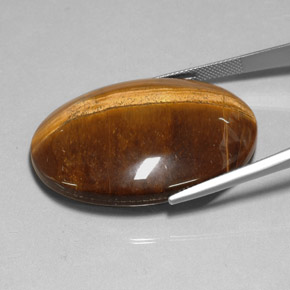 78.13克拉天然棕色Tiger's Eye，椭圆形切割，40×30.1毫米，不透明