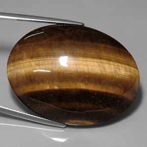 76.52克拉天然棕色Tiger's Eye，椭圆形切割，39.9×29.9毫米，不透明