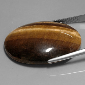 76.52克拉天然棕色Tiger's Eye，椭圆形切割，39.9×29.9毫米，不透明