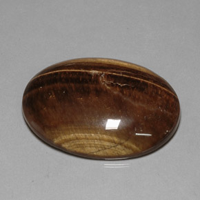 80.28克拉天然棕色Tiger's Eye，椭圆形切割，40×29.9毫米，不透明